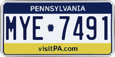 PA license plate MYE7491
