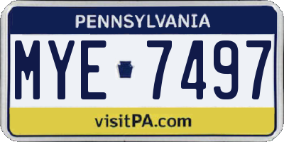 PA license plate MYE7497