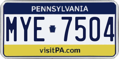PA license plate MYE7504
