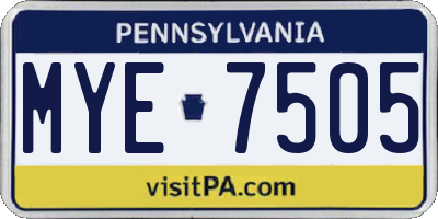 PA license plate MYE7505