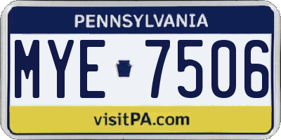 PA license plate MYE7506