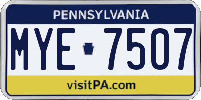 PA license plate MYE7507