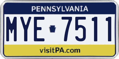 PA license plate MYE7511