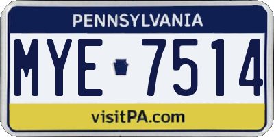 PA license plate MYE7514