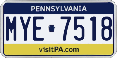 PA license plate MYE7518