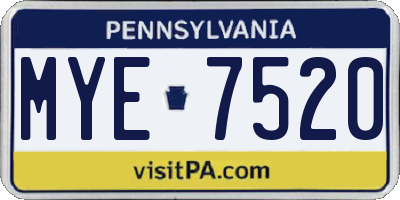 PA license plate MYE7520