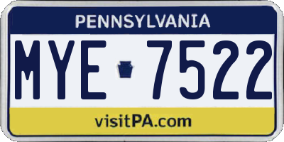 PA license plate MYE7522