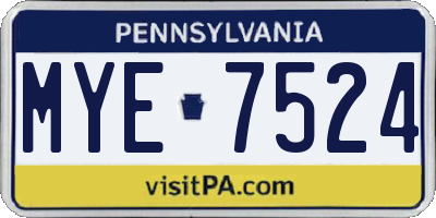 PA license plate MYE7524