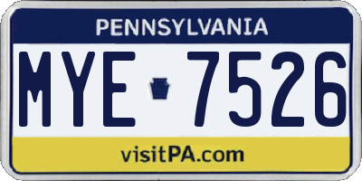 PA license plate MYE7526