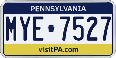 PA license plate MYE7527