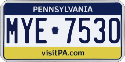 PA license plate MYE7530