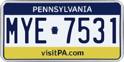 PA license plate MYE7531
