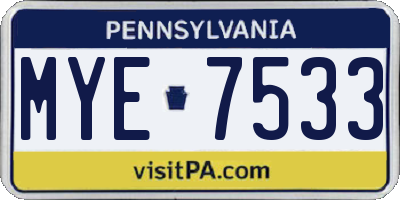 PA license plate MYE7533