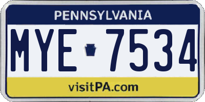 PA license plate MYE7534