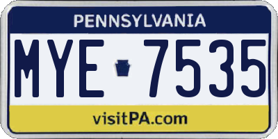 PA license plate MYE7535