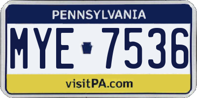 PA license plate MYE7536