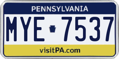 PA license plate MYE7537