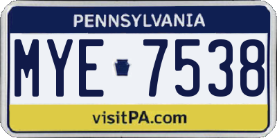 PA license plate MYE7538