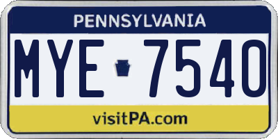 PA license plate MYE7540