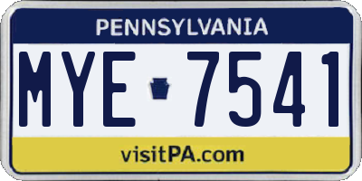 PA license plate MYE7541