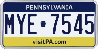 PA license plate MYE7545