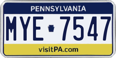 PA license plate MYE7547
