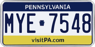 PA license plate MYE7548