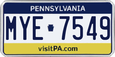 PA license plate MYE7549