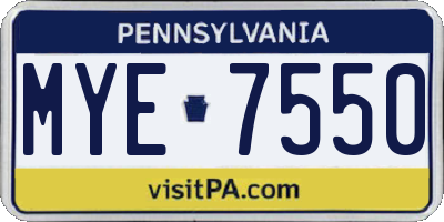 PA license plate MYE7550