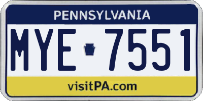 PA license plate MYE7551