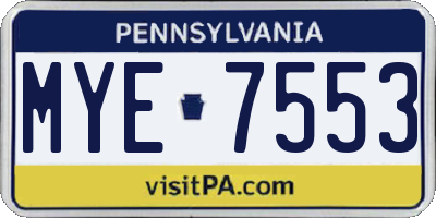 PA license plate MYE7553