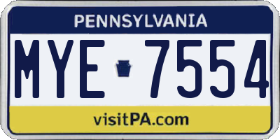 PA license plate MYE7554