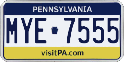 PA license plate MYE7555