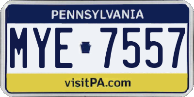 PA license plate MYE7557