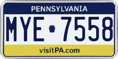 PA license plate MYE7558