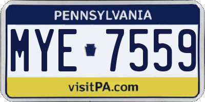PA license plate MYE7559