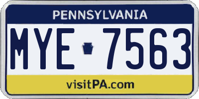 PA license plate MYE7563