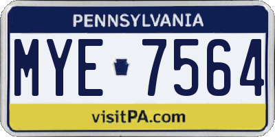 PA license plate MYE7564