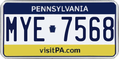 PA license plate MYE7568