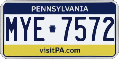 PA license plate MYE7572