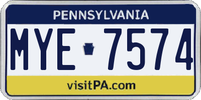PA license plate MYE7574