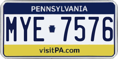 PA license plate MYE7576