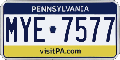 PA license plate MYE7577