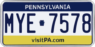 PA license plate MYE7578