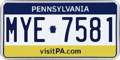 PA license plate MYE7581