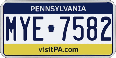 PA license plate MYE7582