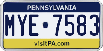 PA license plate MYE7583