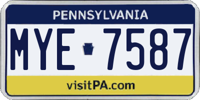 PA license plate MYE7587