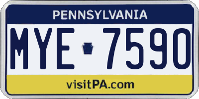 PA license plate MYE7590