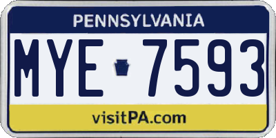 PA license plate MYE7593